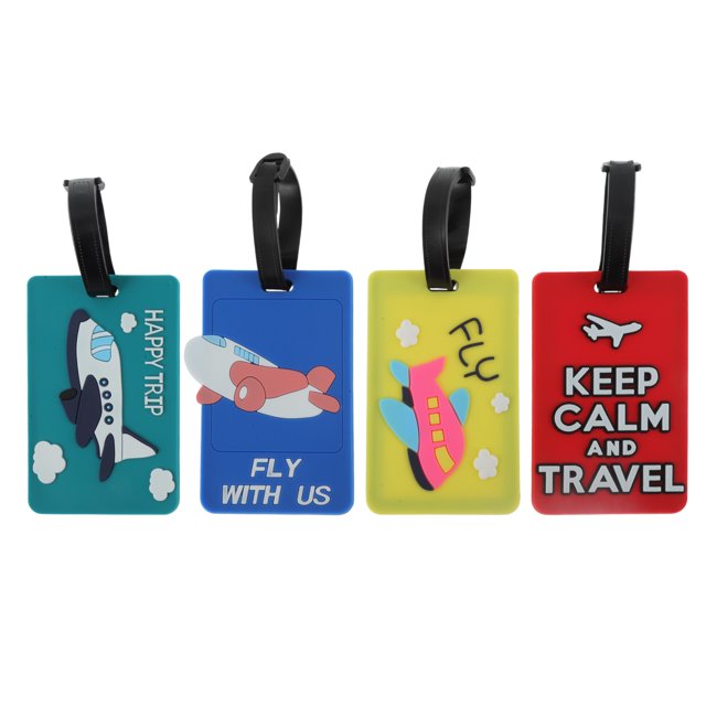 Etiquetas de equipaje portátiles de 4 piezas para viajes en verde y rojo