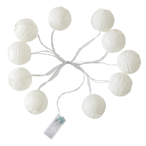 Mainstays Winter White Paper Lantern LED String Lights, 10 ft