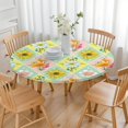 thumbnail image 3 of Pioneer Flower Floral Print Pattern Round Fitted Tablecloth with Elastic Edge,Dining Table Cover Waterproof,Outdoor Round Tablecloth for Camping,Dining,Indoor and Outdoor, 3 of 7
