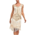 thumbnail image 1 of Pisexur Robe Sans Manches à Col Rond Hauteur Genou Women Robe Sans Manches à Col Rond à Paillettes avec Franges Robe de Fête Robe de Banquet Robe de Danse Robe Mini Women Robe, 1 of 6