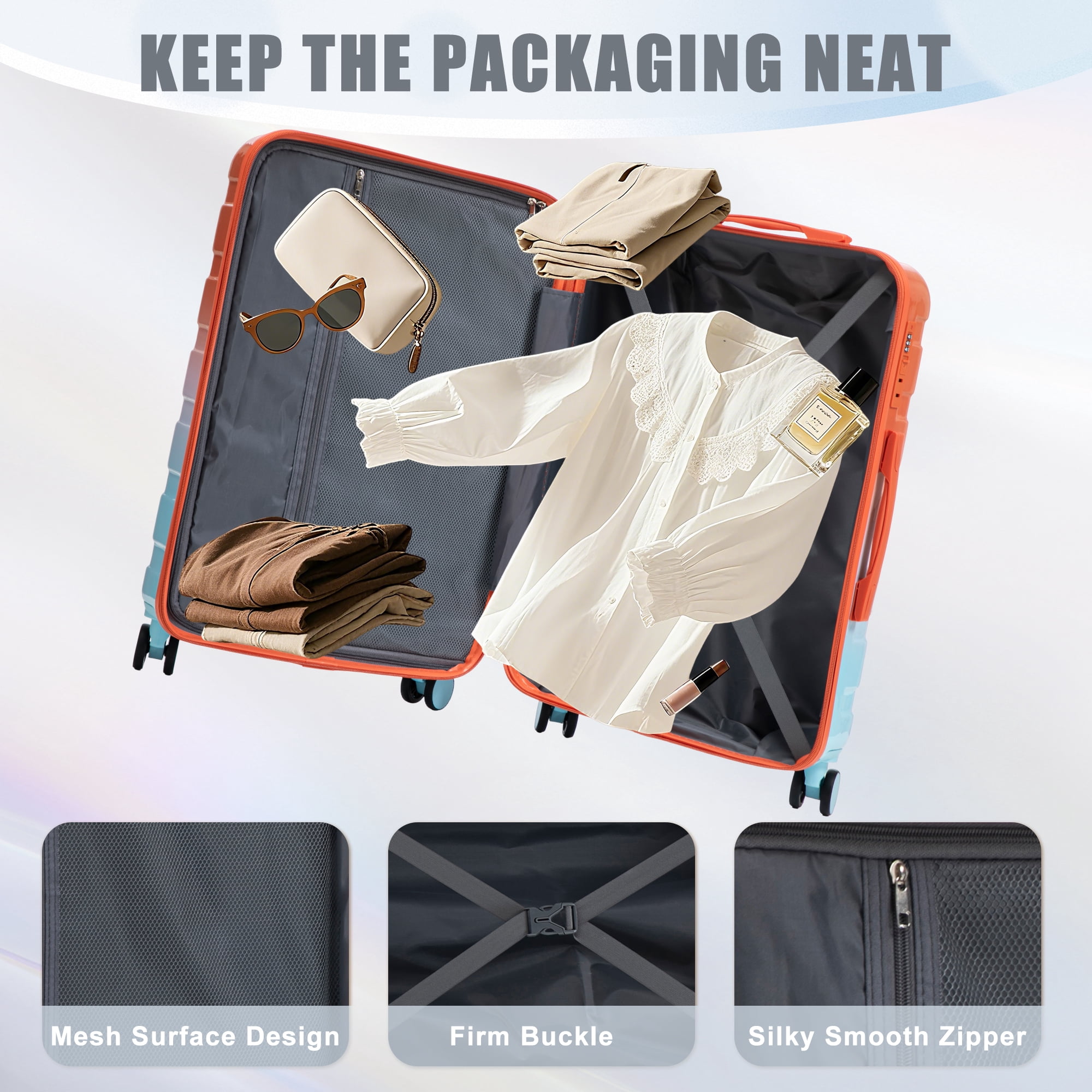 Luggage Set 3 Piece,PC Lightweight Hardside Suitcases with TSA Lock,Carry on luggage with Wheels