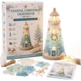 thumbnail image 2 of Beginner-Friendly DIY Lighted Sea Glass-Style Lighthouse Kit Collection Coastal Ocean Craft Kit for Handmade Home Decor Tabletop Display and Creative Gifts (coastal christmas), 2 of 6