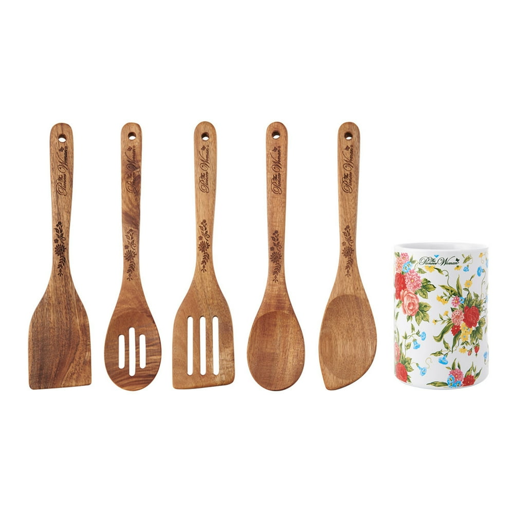 The Pioneer Woman Utensil Crock, Sweet Rose, 6Piece Set