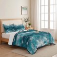 thumbnail image 5 of Quilts Twin Size Bedding Set, Vintage Bohemia Lightweight Quilted Comforter, Country Bohemia Minimalist Art Teal Green Soft Reversible Bedspread Coverlet with Pillow Covers for All Season, 68" x 86", 5 of 9