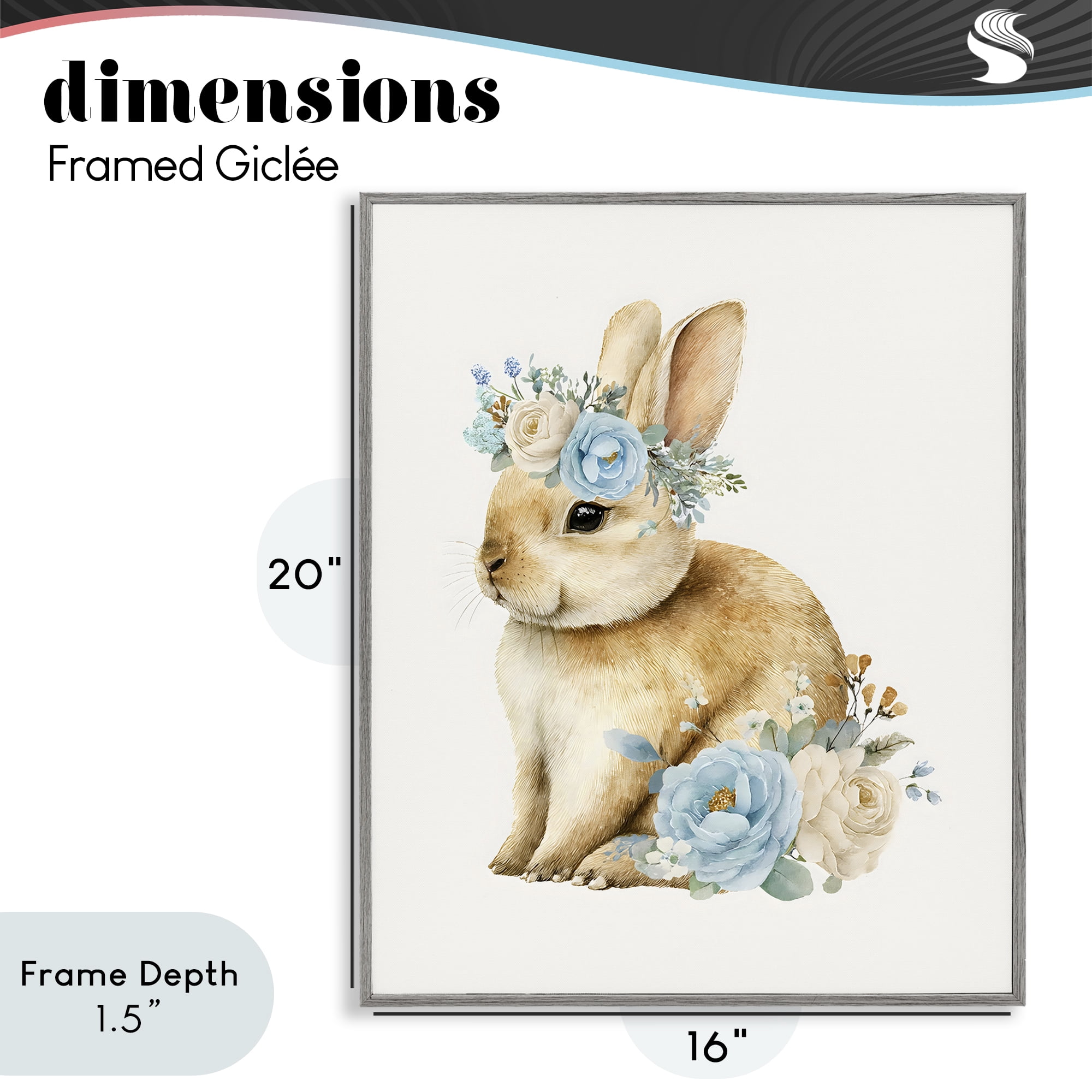 Stupell Industries Watercolor Nursery Bunny Gray Framed Giclee Art, design by LSR Design Studio