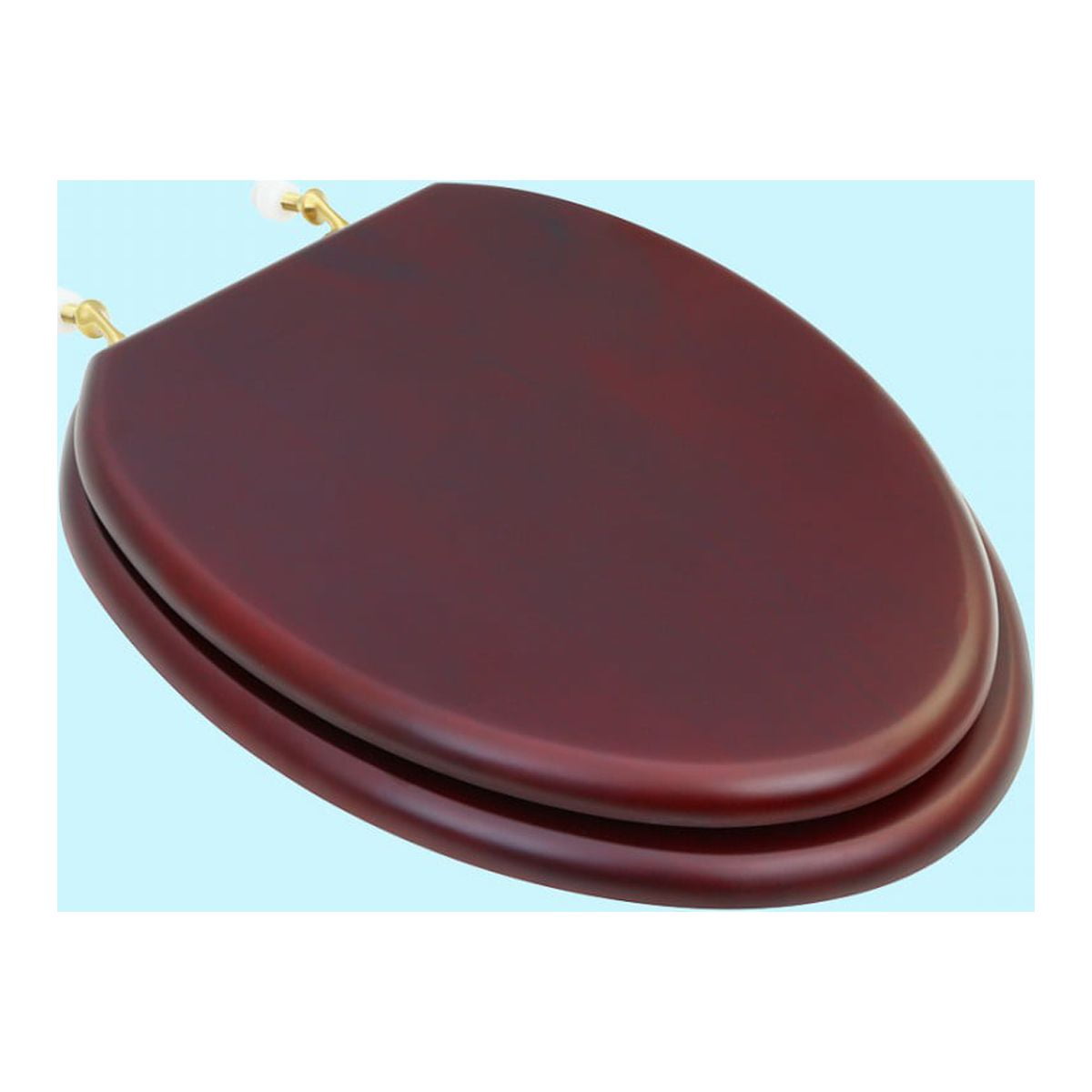 Renovators Supply Cherry Finish Wooden Elongated Toilet Seat 17.63"x14.5" w/Brass PVD Hinges & Stabilizers
