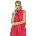 thumbnail image 5 of Bimba Women Long Pink Georgette Maxi Half Lined Sheer Dress Boho Chic Clothing, 5 of 6