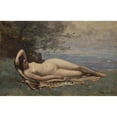 thumbnail image 2 of Jean-Baptiste-Camille Corot 14x11 Black Ornate Wood Framed Double Matted Museum Art Print Titled: Bacchante by the Sea (1865), 2 of 5