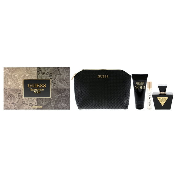 Guess Guess Seductive Noir , 4 Pc Gift Set 2.5oz EDT Spray, 0.5oz EDT Spray, 3.4oz Body Lotion, Pouch