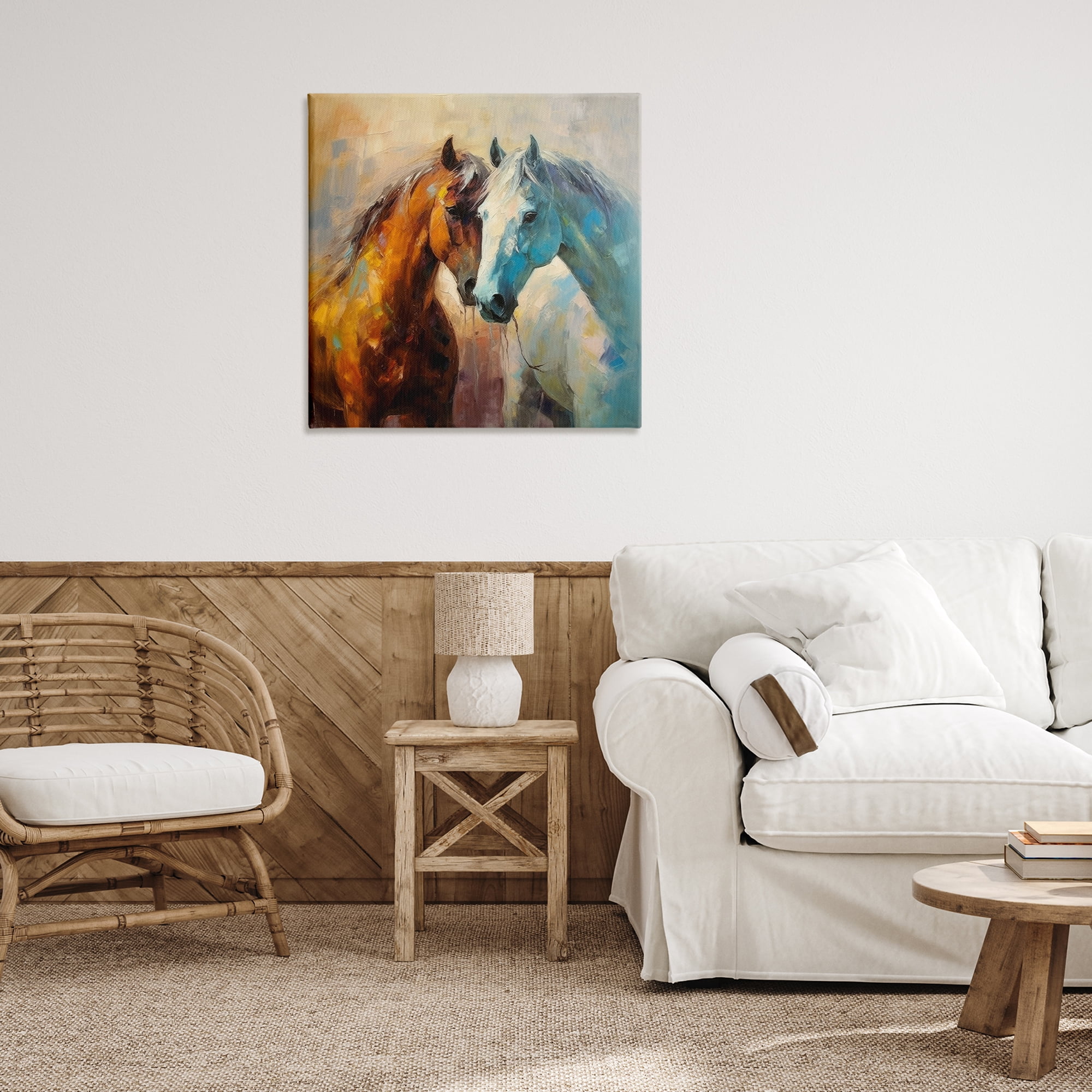 Stupell Industries Painterly Horse Pair Animals & Insects Painting Gallery Wrapped Canvas Art Print Wall Art, 30 x 30
