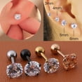 thumbnail image 1 of Opolski 1Pc Unisex Ear Stud Glitter Cubic Zirconia Inlaid Titanium Steel Stud Earring Fashion Cartilage Jewelry for Party Bar, 1 of 7