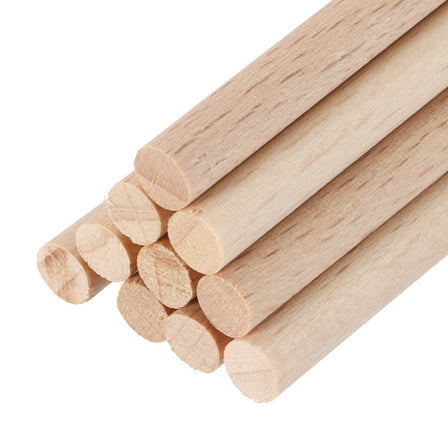 Wooden Dowel Rods,(5mm)1/4 x 8 Inch Round Wooden Rod for DIY,Pack of 10