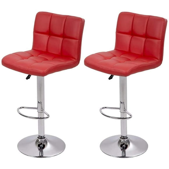 Counter Height Bar Stools Set of 2 PU Leather Swivel BarStools for Kitchen Stool Height Adjustable Counter Stool Barstools Dining Chair with Back (Red)