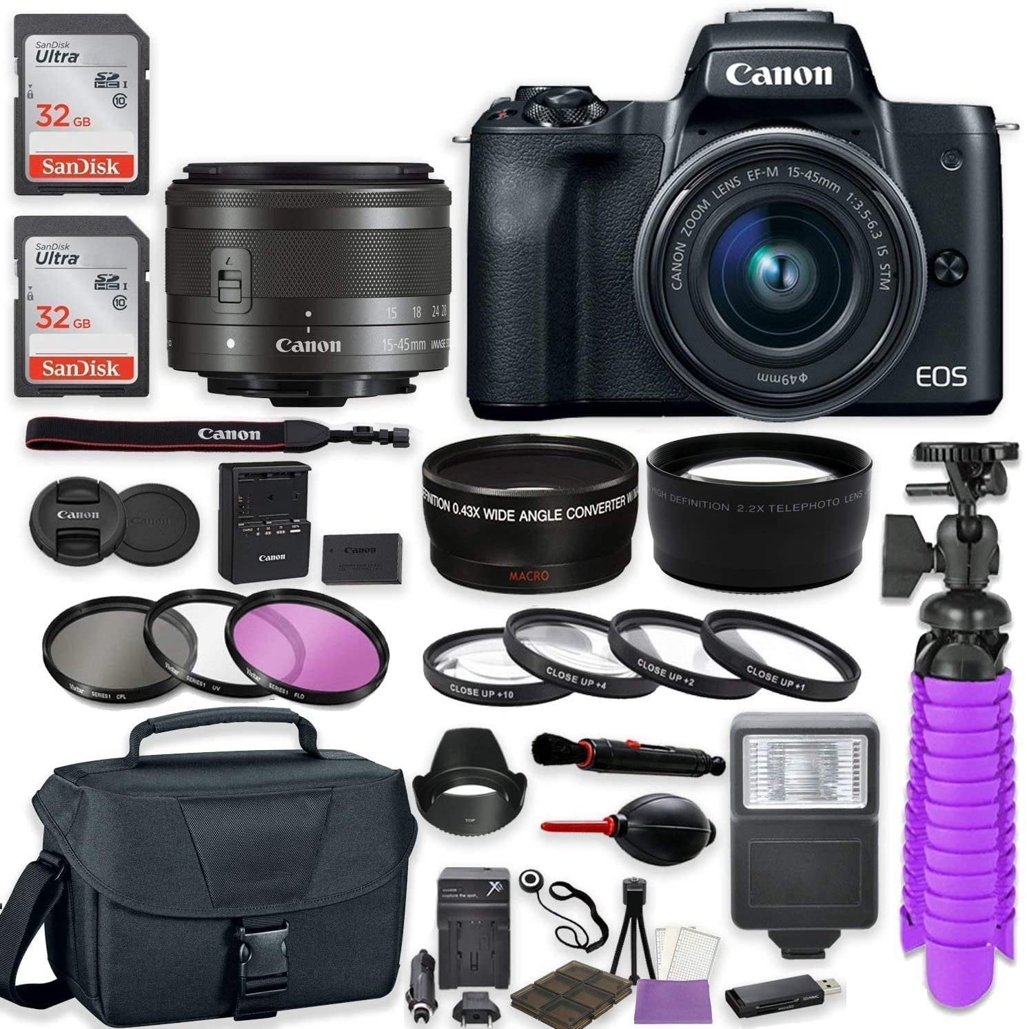 Canon EOS M50 Mirrorless Digital Camera (Black) Premium Accessory