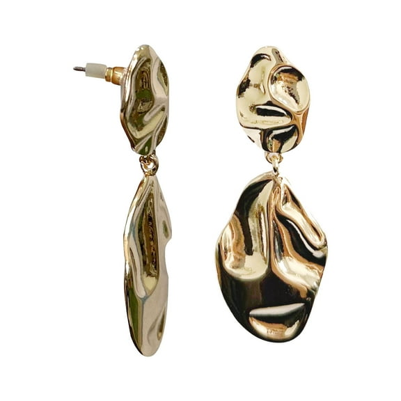 Time and Tru Textured Metal Linear Earrings Gold Plated for Female Adults and Teens