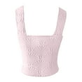 thumbnail image 4 of DuoJiaJ Women Square Neck Wide Straps Crop Tank Tops Flower Lettuce Trim Crop Vest Slim Fitted Sleeveless Cropped Top Women’s Tank Tops, 4 of 4