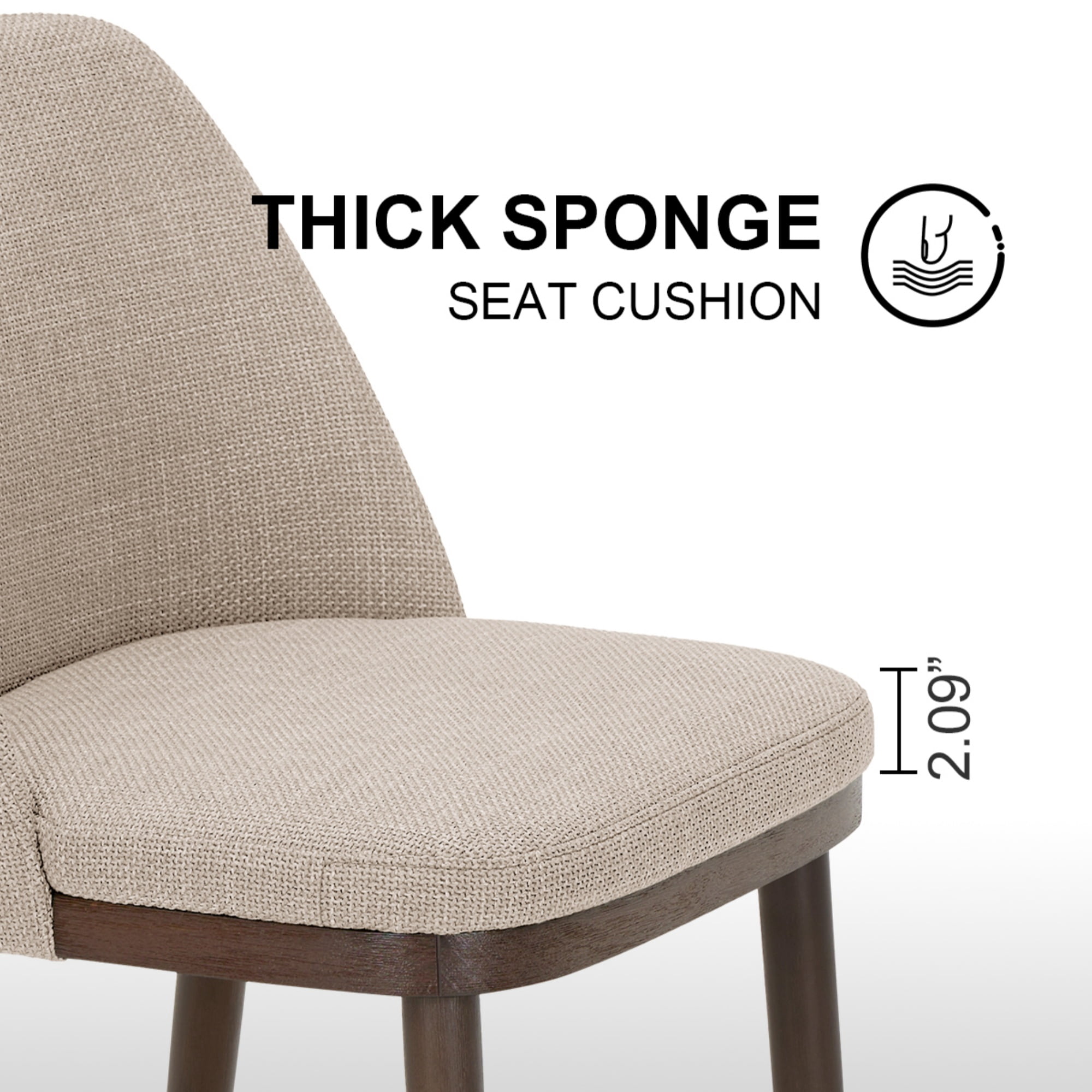EOP Modern Upholstered Dining Chairs Set of 2, Wooden Dining Side Chairs with Curved Backrest, Armless Kitchen Chairs for Dining Room & Restaurant, Camel