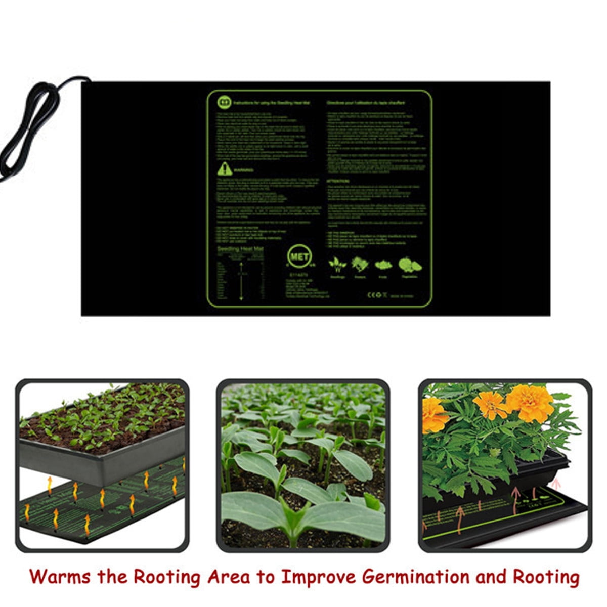 Yunge 48x20 Seedling Heat Mat Propagation Seedling Heat Mat Seed Cloning Grow Pad Germination