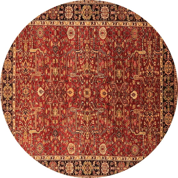 Ahgly Company Indoor Round Oriental Orange Industrial Area Rugs, 3' Round