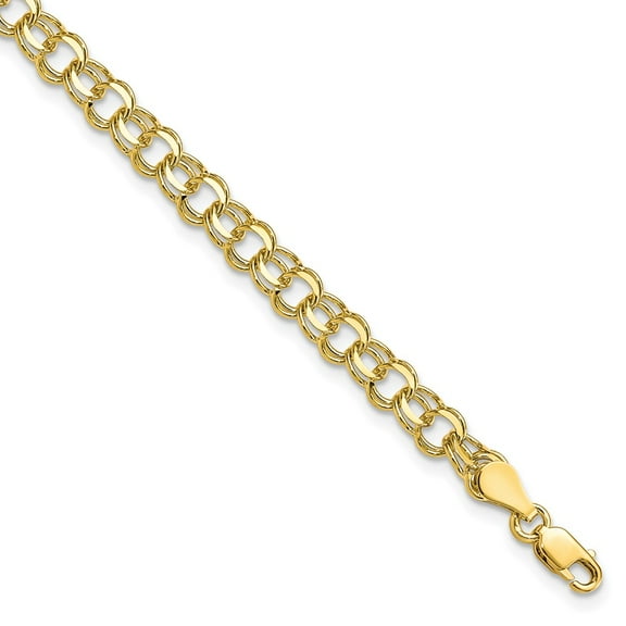 10k Yellow Gold Bracelet Charm mm 7 in Solid Double Link