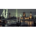thumbnail image 2 of Frank, Assaf 18x11 Black Ornate Wood Framed with Double Matting Museum Art Print Titled - Night view of the London Eye, Golden Jubilee bridge and Westminster, London, UK, 2 of 4