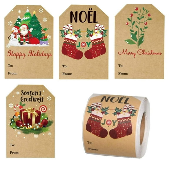200pcs/Roll Christmas Decoration Stickers Holiday Gift Tag Tape(75x50mm)