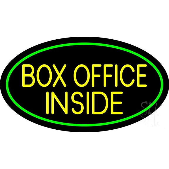 Yellow Box Office Inside LED Neon Sign 20" Tall x 37" Wide - inches Black Square Cut Acrylic Backing, with Dimmer - Premium built indoor Sign for Storefront, Store interior, Café, Events, Cinema.