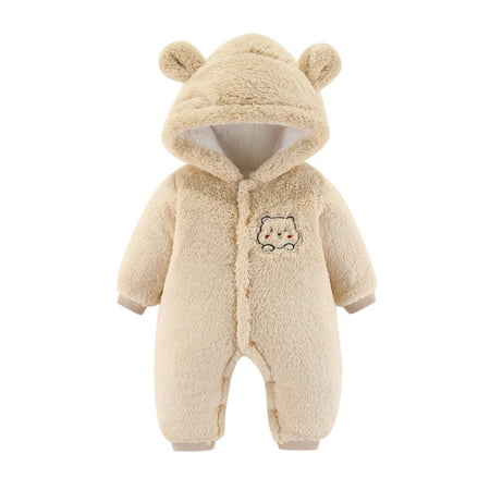 

adviicd Jumpsuit Snap Apparel Infant Newborn Baby Boys Girls Long Sleeve Cute Cartoon Animals Solid Fleece Bear 5 Months Baby