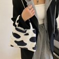 thumbnail image 4 of Black Bolso de felpa para mujer, bolso de mano con estampado de leopardo, bolso de mano con patrón de vaca, bolsas para el almuerzo, 4 of 5