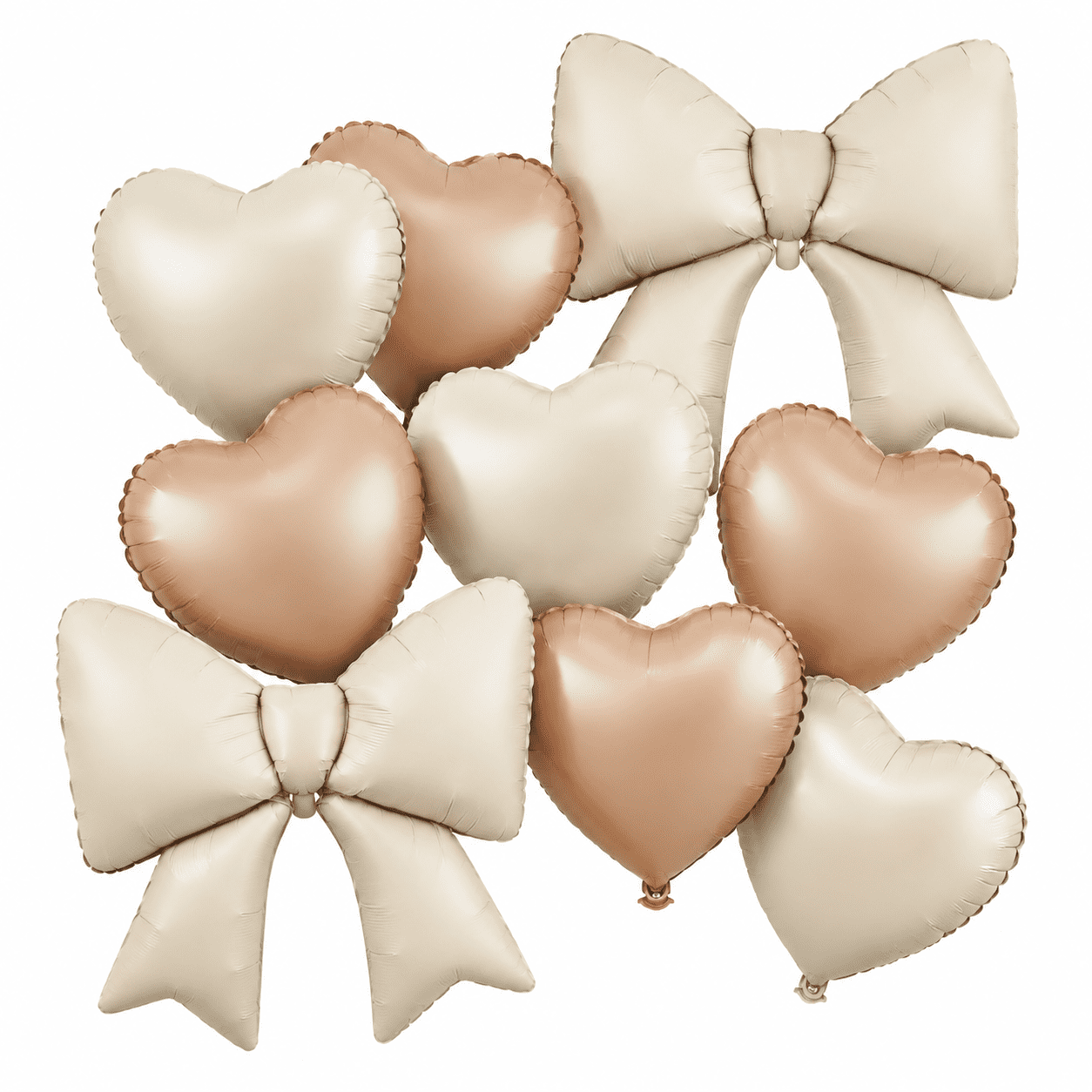 Heart Bow Party Balloons Valentines Balloon Decorations 18 Inch Beige Heart Balloons Cute Bow Balloon Kit for Valentine Wedding Anniversary Birthday Party DIY Supplies