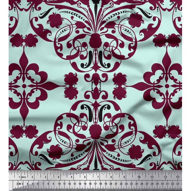 Tissu de Coton Imprimé Damassé Marocain par Yard 56 Pouces de Large