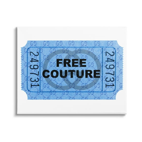 Stupell Industries Free Couture Blue Ticket Stub Beauty & Fashion Painting Gallery Wrapped Canvas Print Wall Art