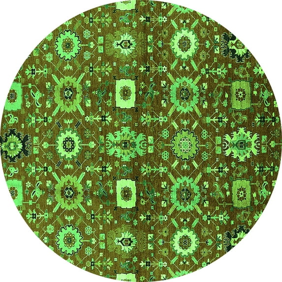 Ahgly Company Indoor Round Oriental Green Industrial Area Rugs, 6' Round