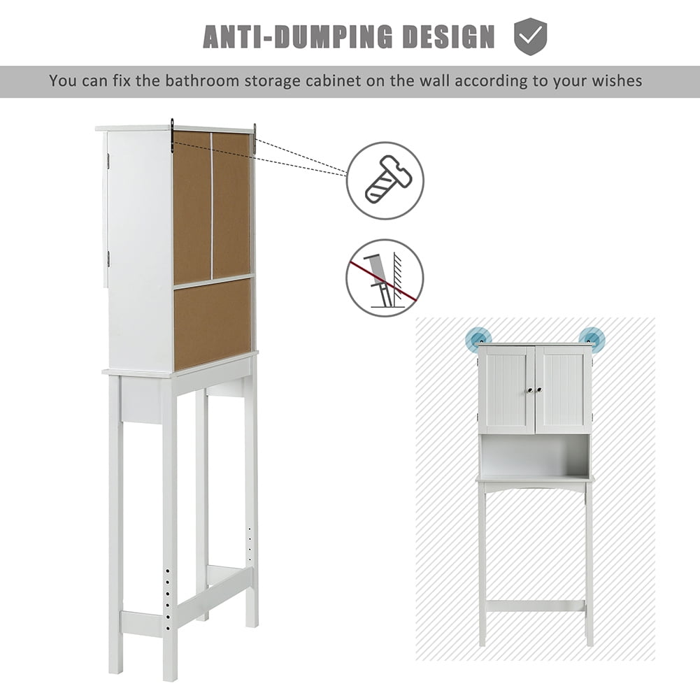 Resenkos Wooden Free Standing Over-The-Toilet Bathroom Storage Space Saver with Adjustable Shelf Collect Cabinet,White Resenkos Wooden Free Standing Over-The-Toilet Bathroom Storage Space Saver with Adjustable Shelf Collect Cabinet,White