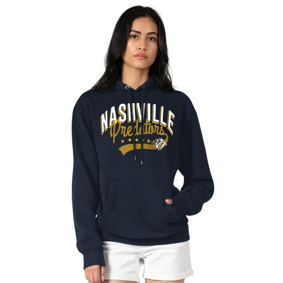Women's G-III 4Her by Carl Banks  Navy Nashville Predators Filigree Logo Pullover Hoodie