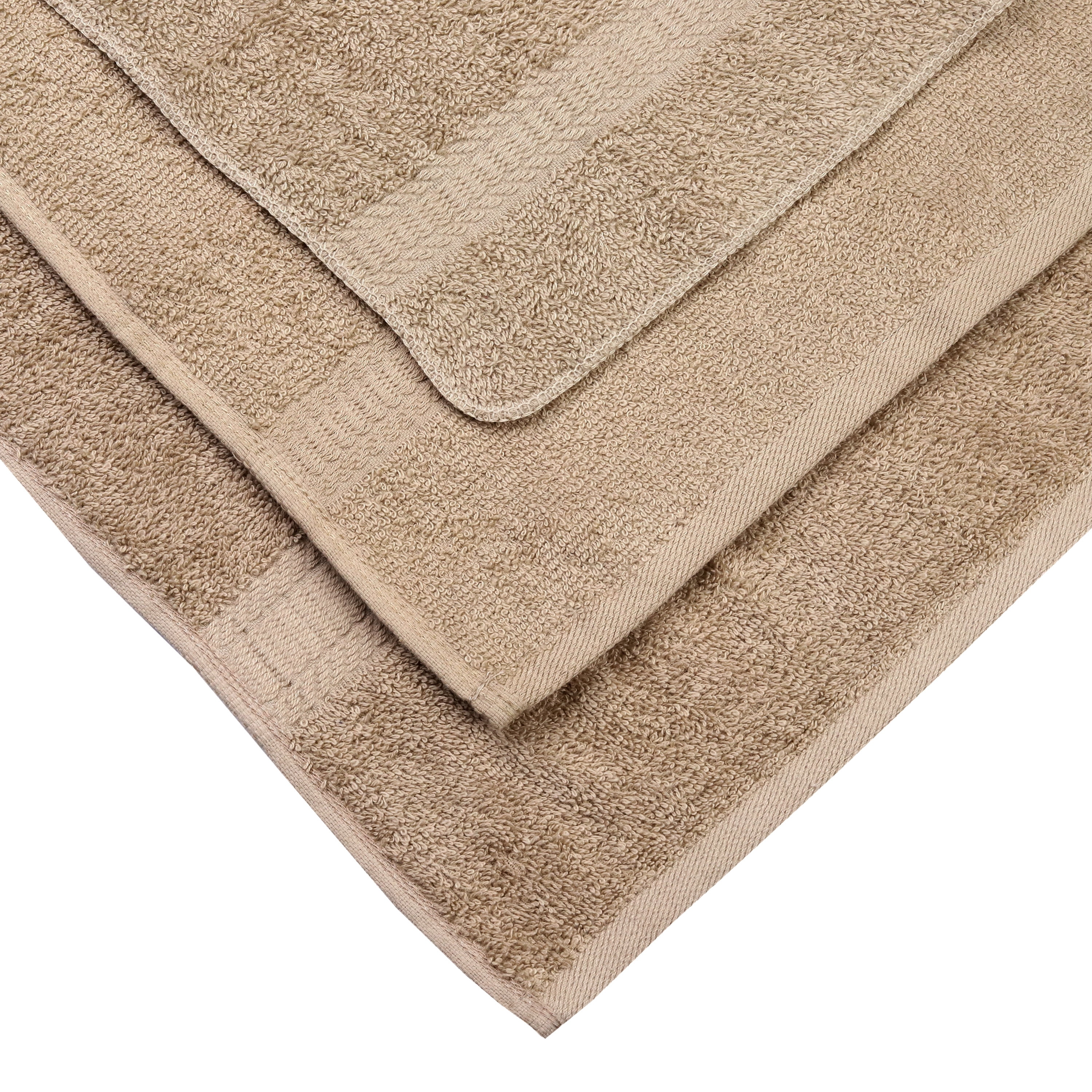 Mainstays 10 Piece 100% Cotton Towel Set, 2 Bath Sheets, 2 Bath 2 Hand and 4 Washcloths, Super Soft and Highly Absorbent Basic Solid Towel Set for Bathroom, Hotels, Spa and Gym – Tan