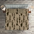 thumbnail image 3 of Ambesonne African Quilted Coverlet 3 Pcs, Woman Carry Water Vases, Queen Size, Beige Tan Dark Brown, 3 of 4