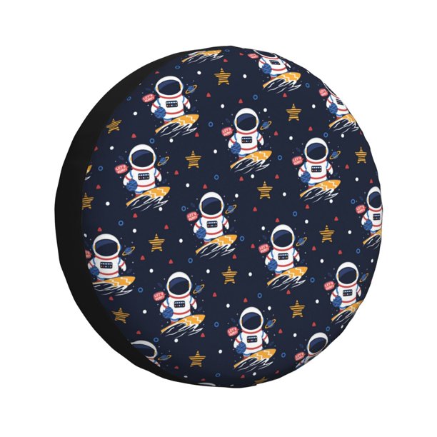 Fotbe Astronaut Surfing Funda de Llanta de Repuesto con Estampado, Engrosada, Ajuste Universal para Jeep, Remolque, RV, SUV, Camión-17 inch