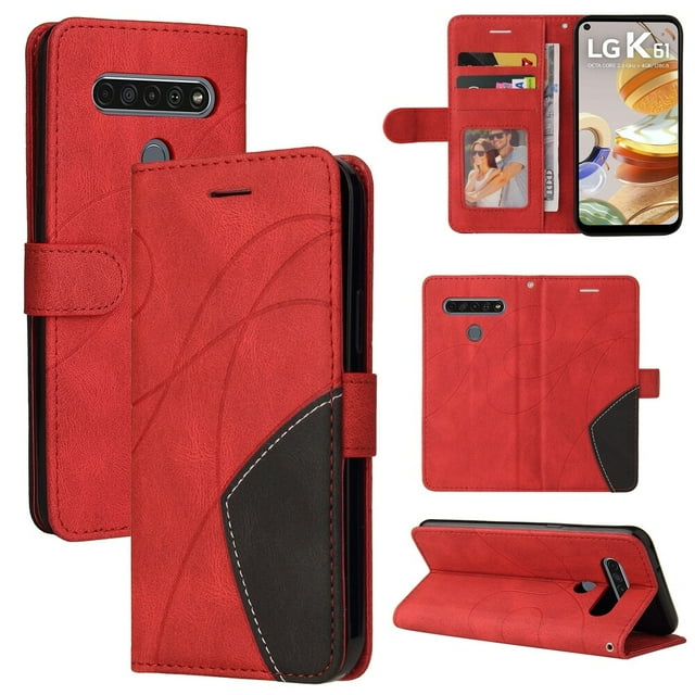 Étui pour LG K61 Portefeuille en Cuir Livre à Rabat Folio Support Vue Couverture - Vert