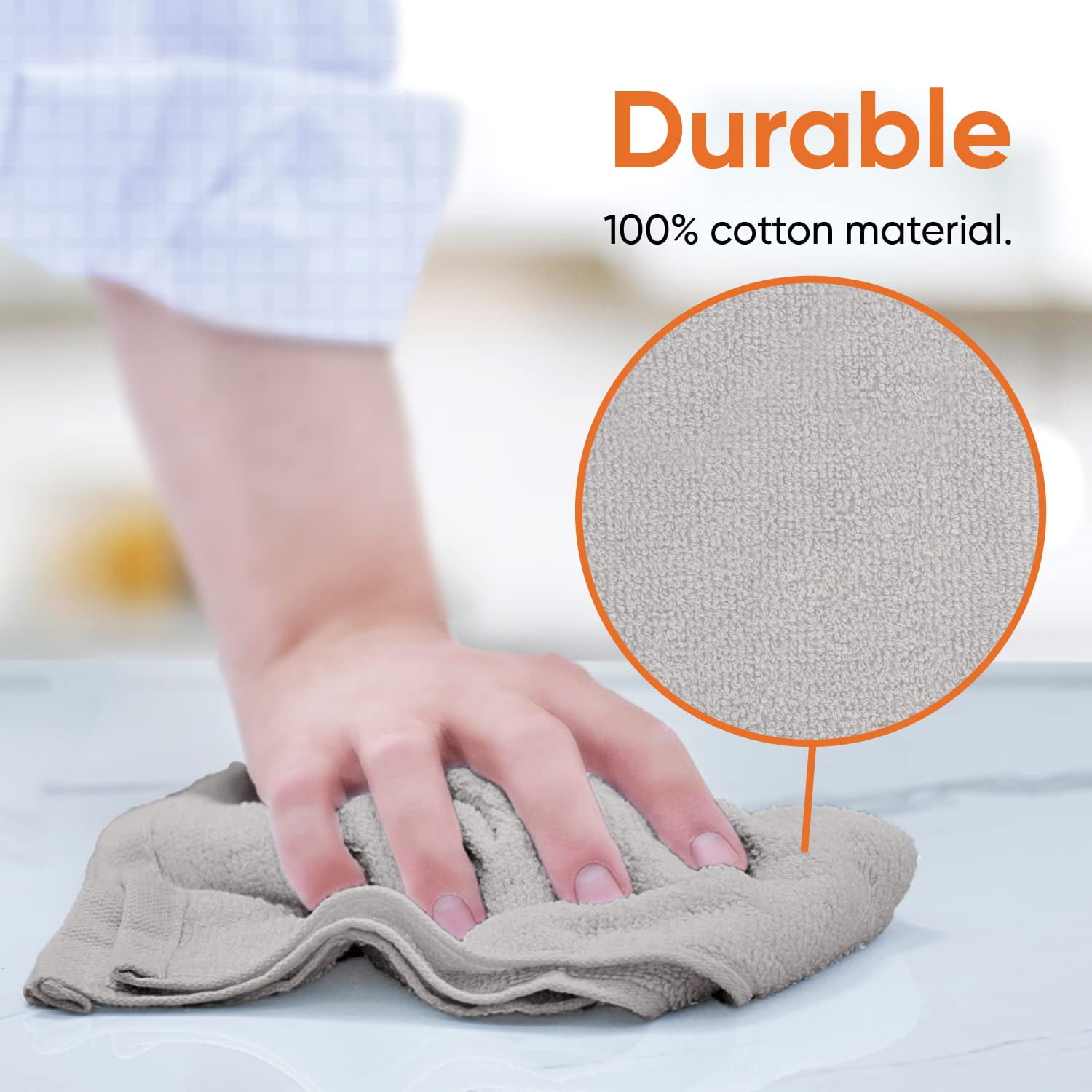 Superio Cotton Terry Washcloths Grey Towels 100% Cotton Cleaning Cloth 16" Rags Wash Clothes for Body and Face, Spa Towels, Multi Purpose (18, 16"x16")