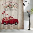 thumbnail image 2 of Valentine's Day Truck with Rose Flowers Shower Curtain for Bathroom, Old Newspaper Back Waterproof Shower Curtains Washable Quick Dry with Hooks Bathtub Curtains 60x72IN, 2 of 9