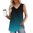 thumbnail image 2 of Timegard Summer Tops for Women V-Neck Sleeveless Gradient Color Pleated Comfy Blouse Casual Tunic Tops, 2 of 6