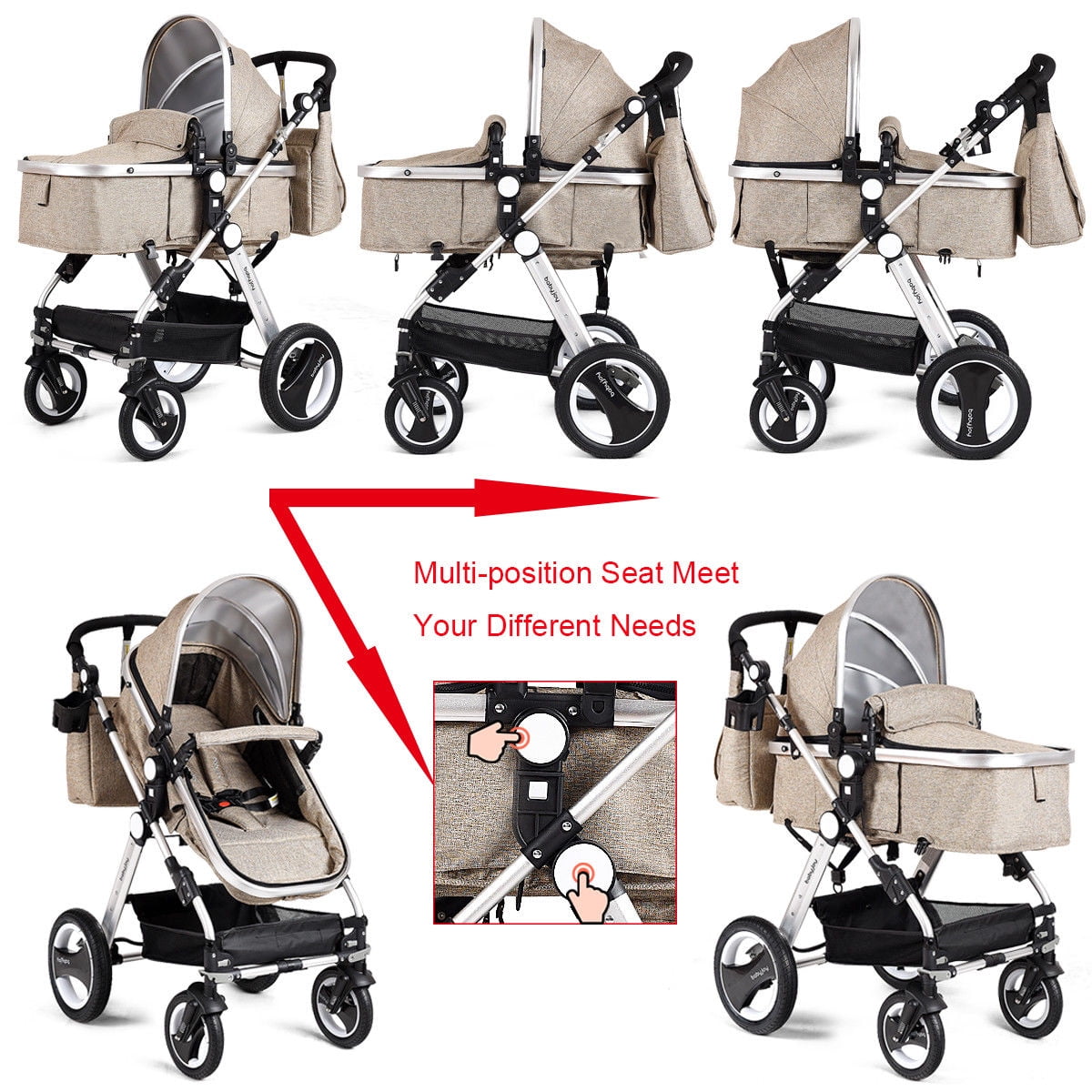 costway folding aluminum infant baby stroller