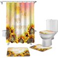thumbnail image 2 of FMSHPON Sunflower 4 Piece Bathroom Set Shower Curtain Bath Rug Contour Mat and Toilet Lid Cover, 2 of 7