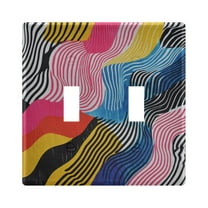 Yayeee Toggle Light Switch Wall Plate 2-Gang 4.56"x4.48" Decorative Outlet Cover, Stripes Pattern