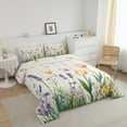 thumbnail image 3 of Erosebridal Tulip Lavender Flower Bedding Twin Comforter Set, Spring Plants Leaves Down Comforter, Reversible 2 Pieces, 3 of 7