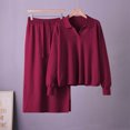thumbnail image 2 of Enjoytime Womens 2 Piece Outfits Collared V Neck Long Sleeve Tops Midi Skirt Matching Sets Fall Fashion Casual Travel Outfit, 2 of 6