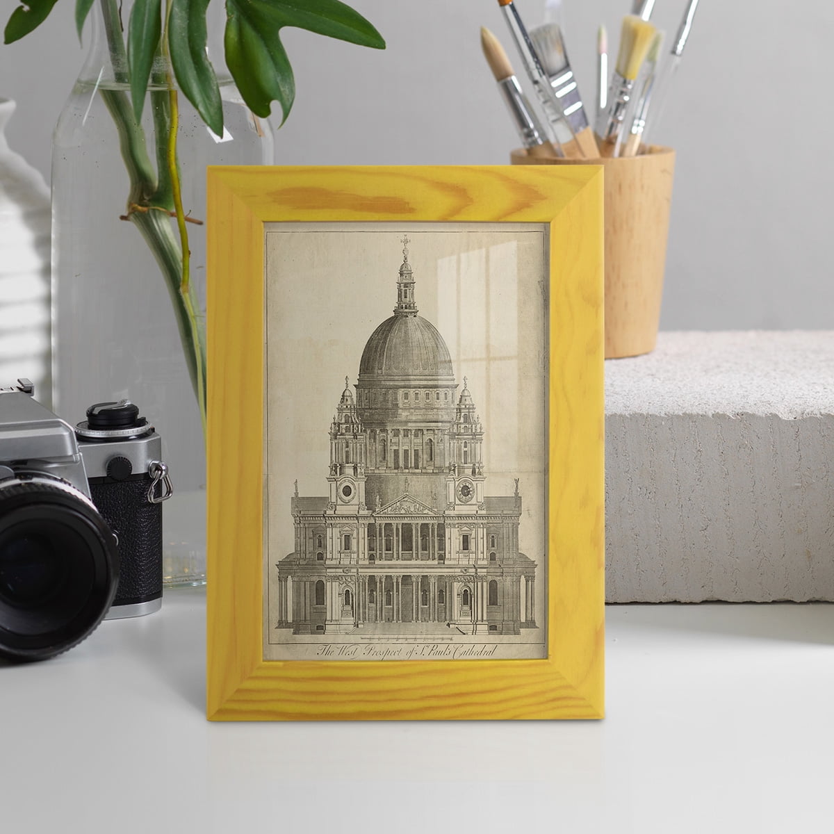 St. Paul's Cathedral -Framed Print w/glass-Sunflower Yellow