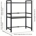 thumbnail image 4 of Microwave Stand Adjustable Microwave Shelf 2/3 Tiers Microwave Rack Thickened Retractable Microwave Stand Countertop with Storage Microwave Oven Rack Kitchen Counter Shelf (White, Three Layers), 4 of 4