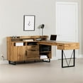 thumbnail image 3 of Urbanpro 59.5"W Engineered Wood L-Shaped Desk in Nordik Oak/Brown, 3 of 7
